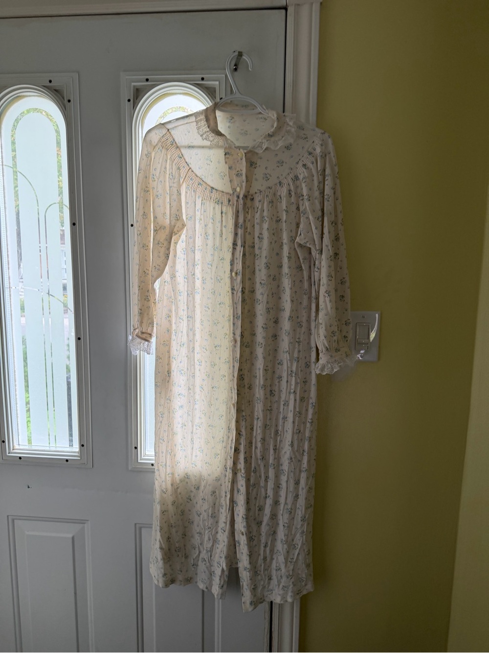Vintage Cream&blue Floral Nightgown Dress